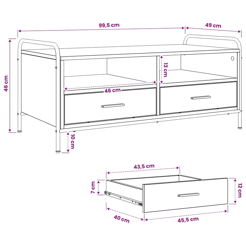 Coffee Table Sonoma Oak 99.5 x 49 x 46 cm Engineered Wood