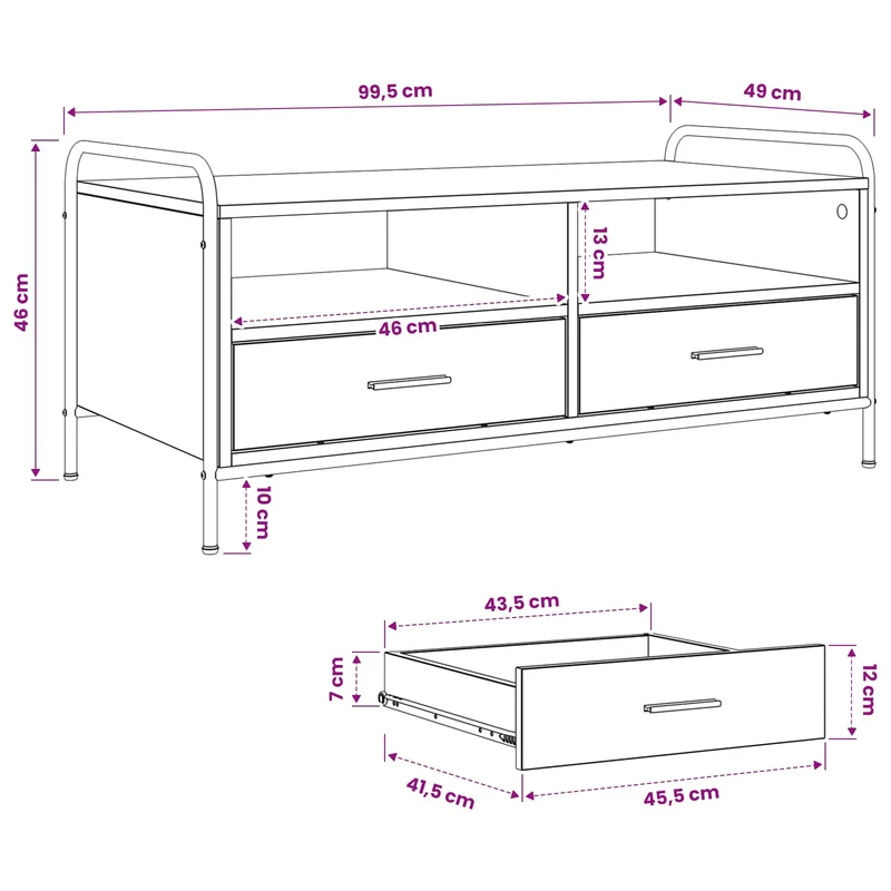 Coffee Table Smoked Oak 99.5 x 49 x 46 cm Engineered Wood