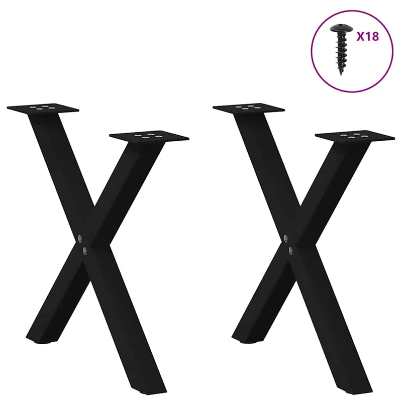 Coffee Table Legs X-Shaped 2 pcs Black 60x(42-43) cm Steel