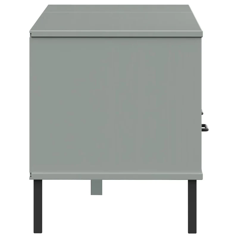 TV Cabinet with Metal Legs Grey Solid Wood Pine "OSLO