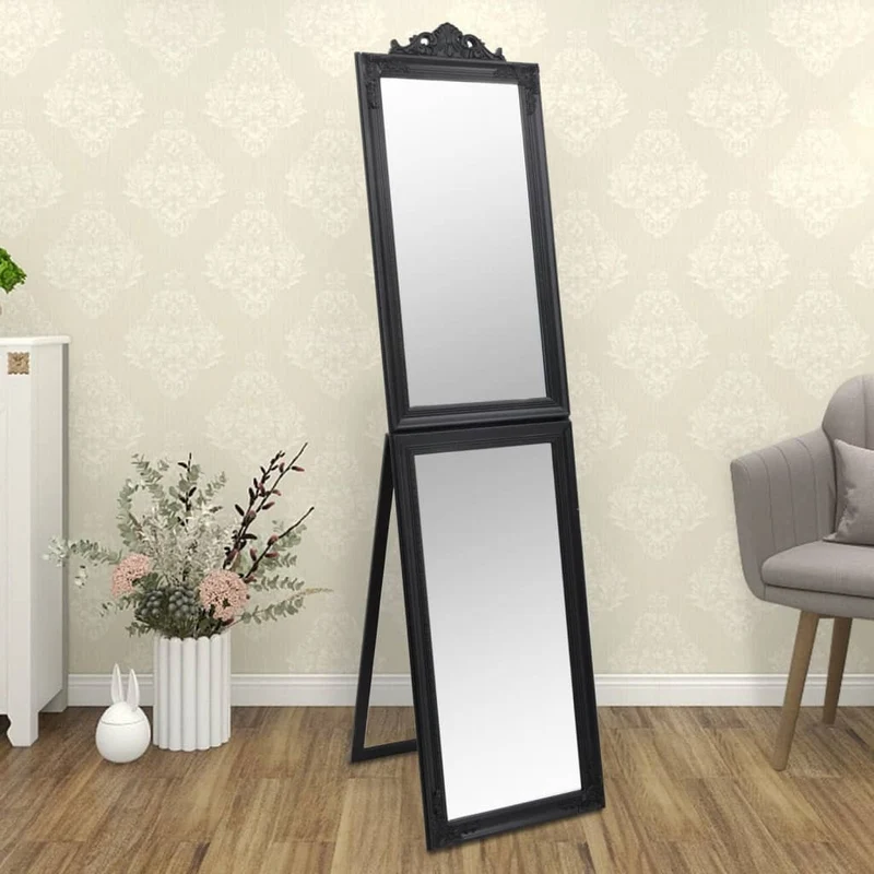 Free-Standing Mirror Black 45x180 cm