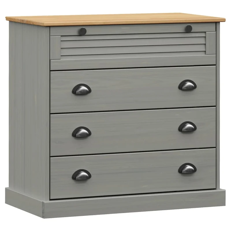 Chest of Drawers "VIGO" Grey 80x40x76 cm Solid Wood Pine