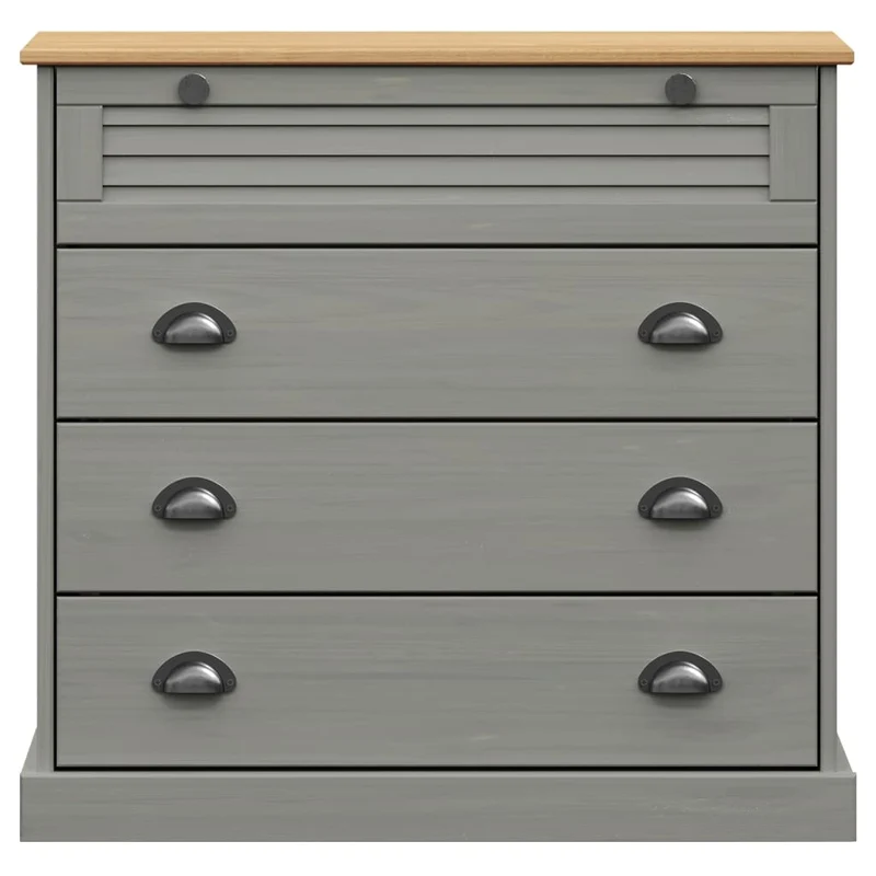 Chest of Drawers "VIGO" Grey 80x40x76 cm Solid Wood Pine