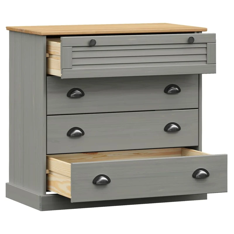 Chest of Drawers "VIGO" Grey 80x40x76 cm Solid Wood Pine