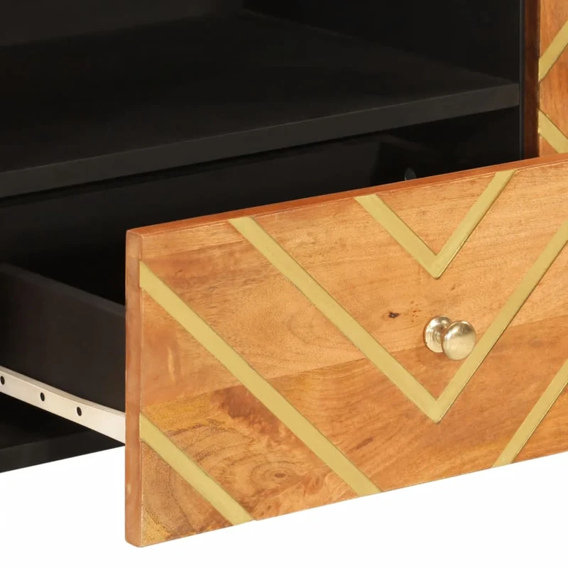 TV Cabinet Brown and Black 105x33,5x46 cm Solid Wood Mango