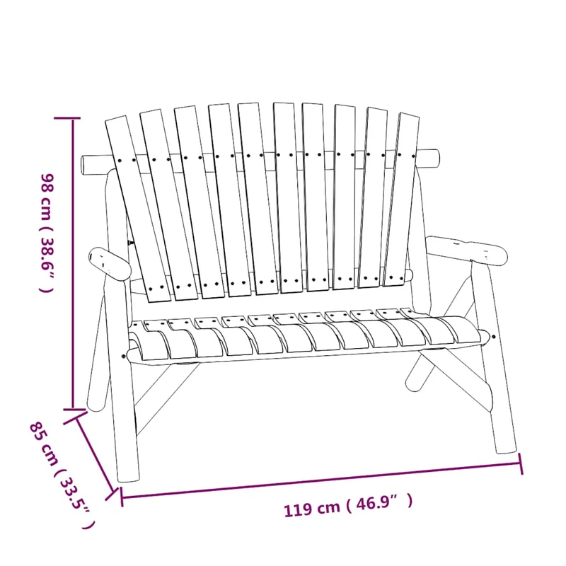 2-Seater Garden Bench 119x85x98 cm Solid Wood Spruce