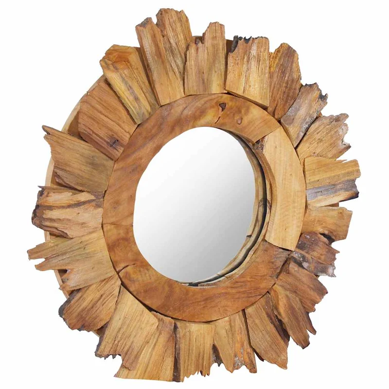 288803 vidaXL Wall Mirror 40 cm Teak Round
