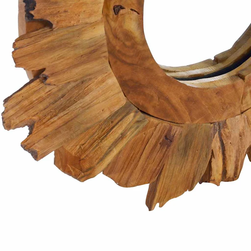 288803 vidaXL Wall Mirror 40 cm Teak Round