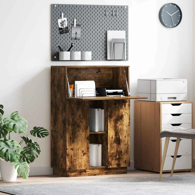 Desk Smoked Oak 71.5 x 31.5 x 106.5 cm Engineered Wood