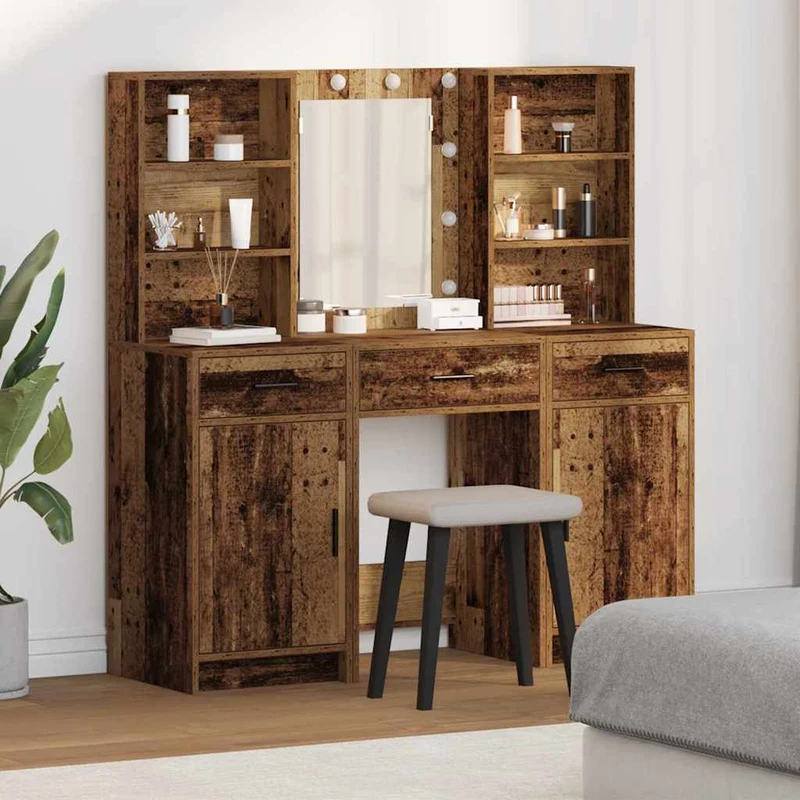 Dressing Table Set 3 pcs Old Wood Engineered Wood