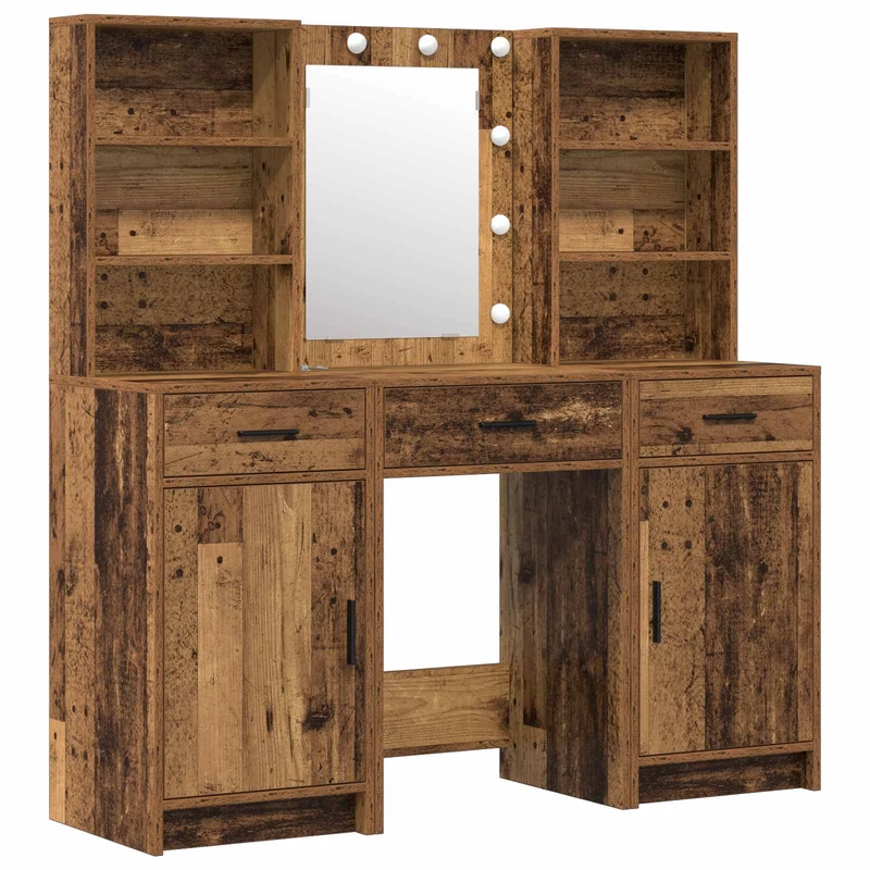 Dressing Table Set 3 pcs Old Wood Engineered Wood
