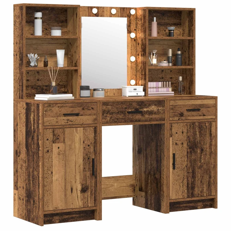 Dressing Table Set 3 pcs Old Wood Engineered Wood