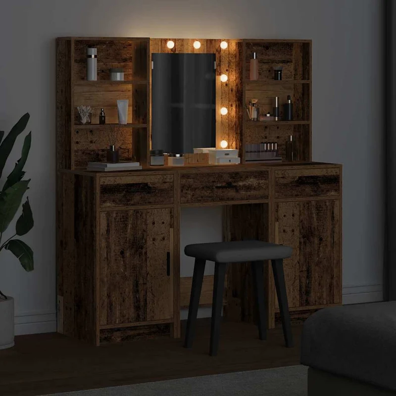 Dressing Table Set 3 pcs Old Wood Engineered Wood