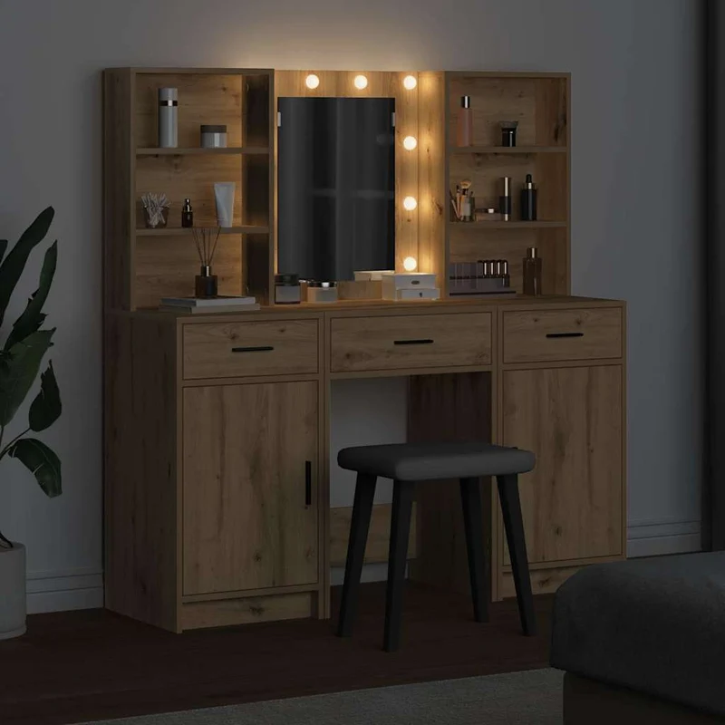 Dressing Table Set 3 pcs Artisan Oak Engineered Wood
