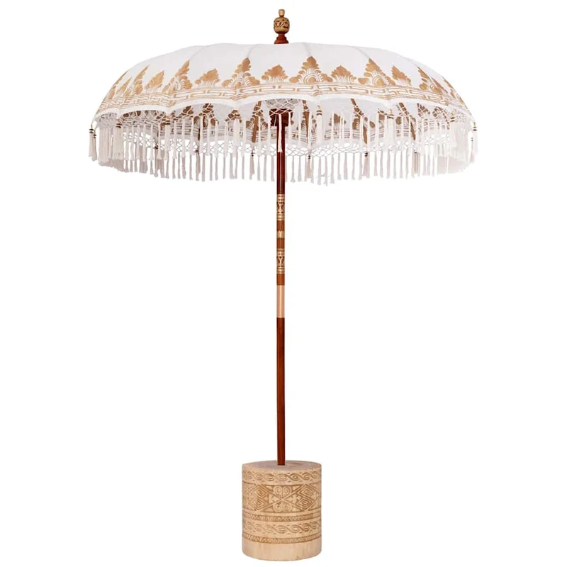 Balinese Parasol with Base Ø 180-190 cm Cream
