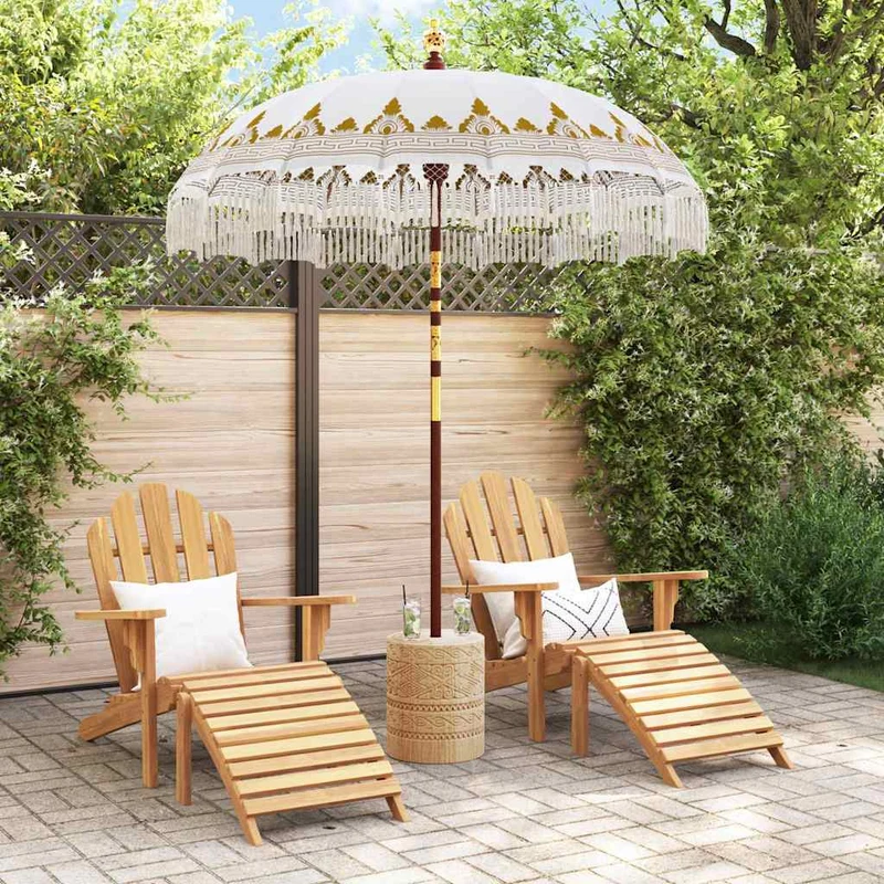 Balinese Parasol with Base Ø 180-190 cm Cream