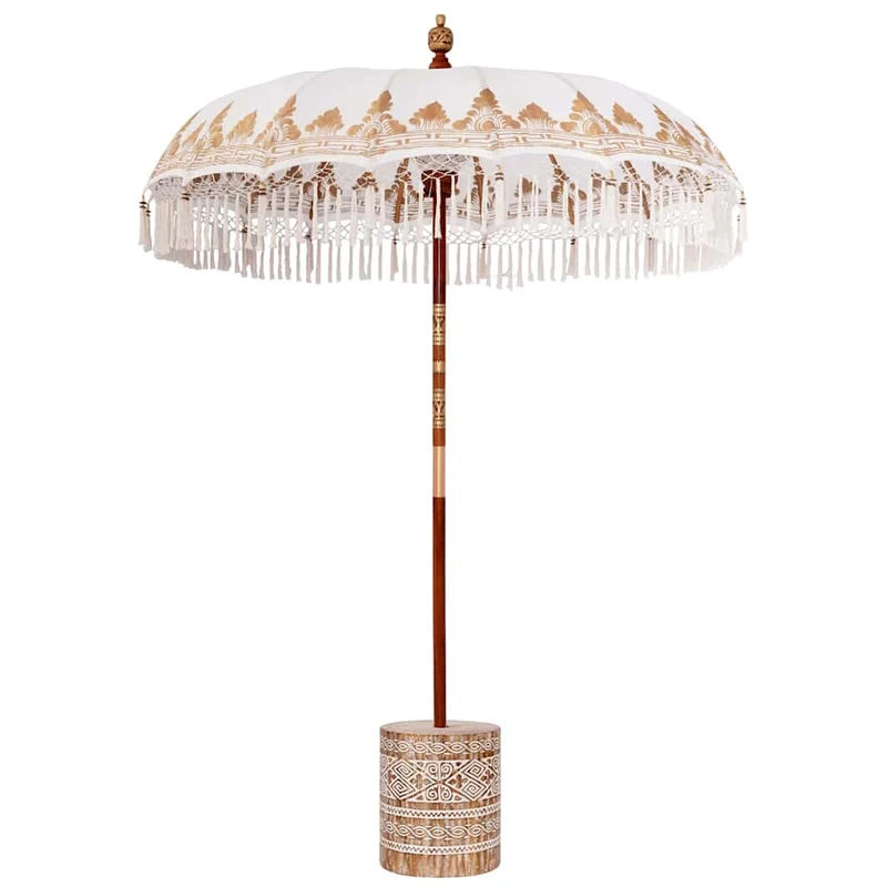 Balinese Parasol with Base Ø 180-190 cm Cream