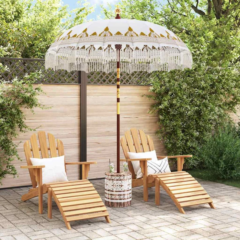 Balinese Parasol with Base Ø 180-190 cm Cream