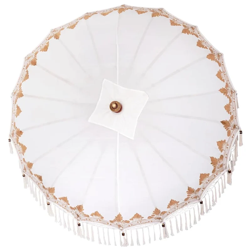 Balinese Parasol with Base Ø 180-190 cm Cream