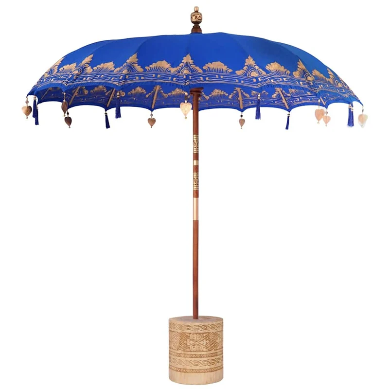 Balinese Parasol with Base Blue 215 x 215 x 260 cm