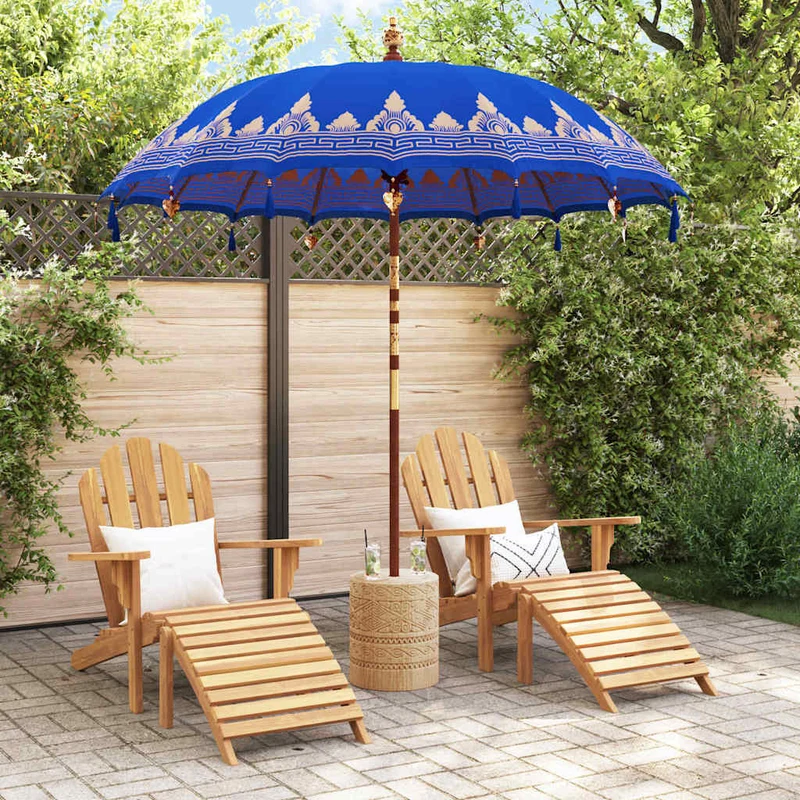 Balinese Parasol with Base Blue 215 x 215 x 260 cm