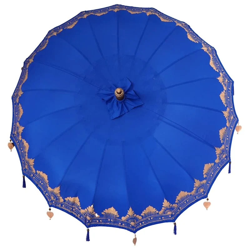 Balinese Parasol with Base Blue 215 x 215 x 260 cm