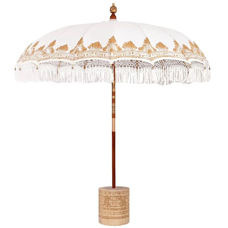 Balinese Parasol with Base Ø 210-220 cm Cream