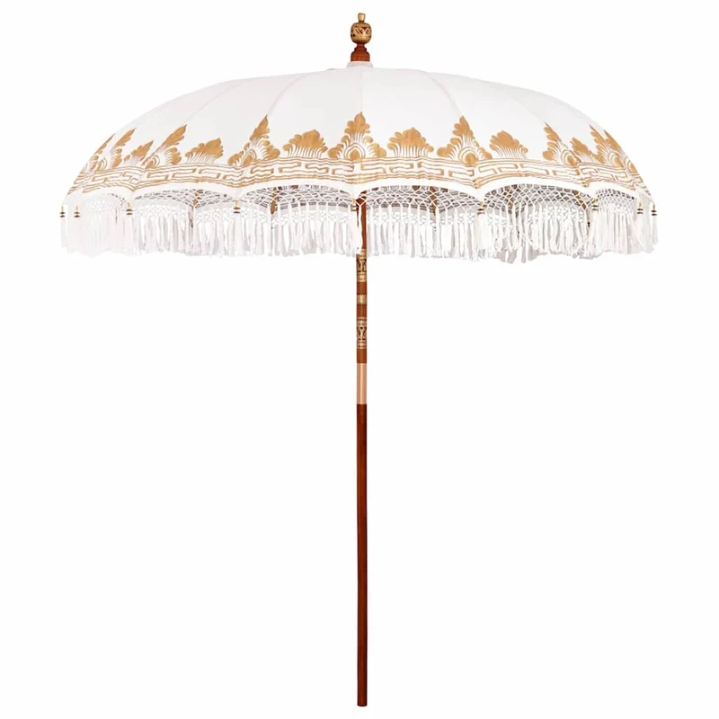 Balinese Parasol with Base Ø 210-220 cm Cream
