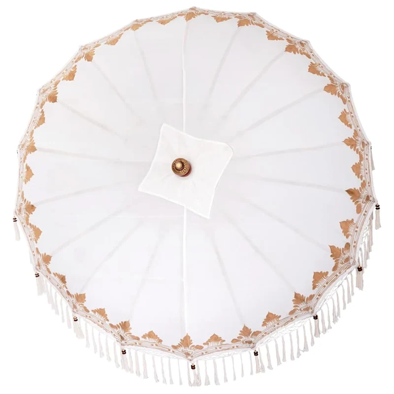 Balinese Parasol with Base Ø 210-220 cm Cream