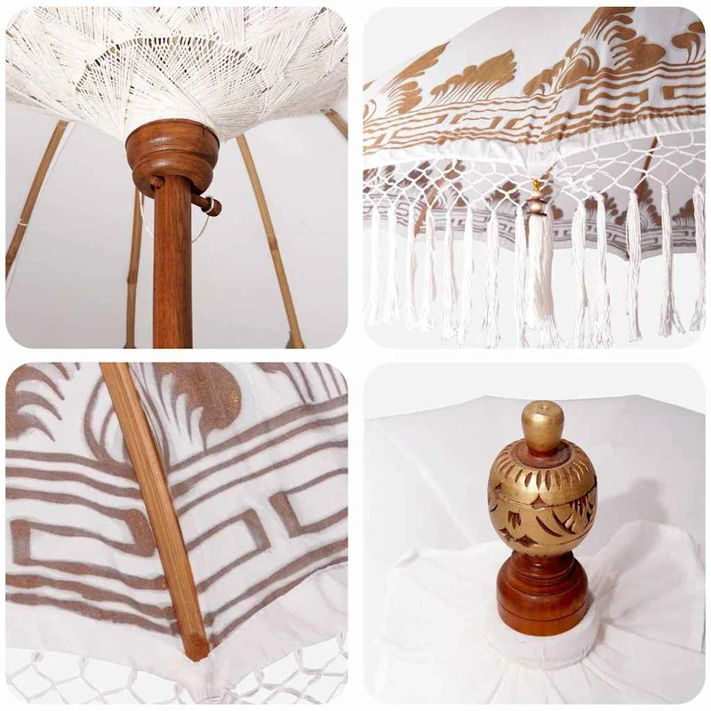 Balinese Parasol with Base Ø 210-220 cm Cream