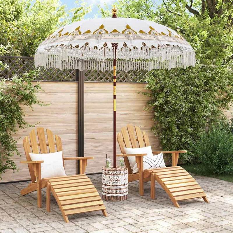 Balinese Parasol with Base Ø 210-220 cm Cream