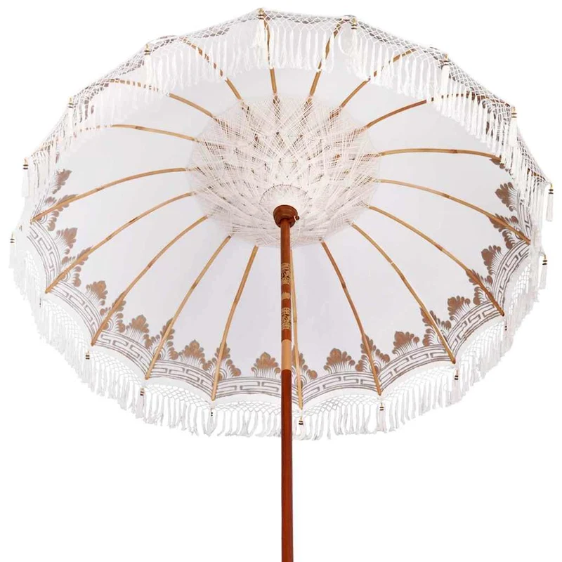 Balinese Parasol with Base Ø 210-220 cm Cream