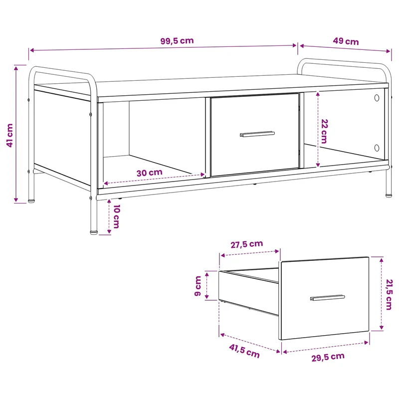 Coffee Table Smoked Oak 99.5 x 49 x 41 cm Engineered Wood