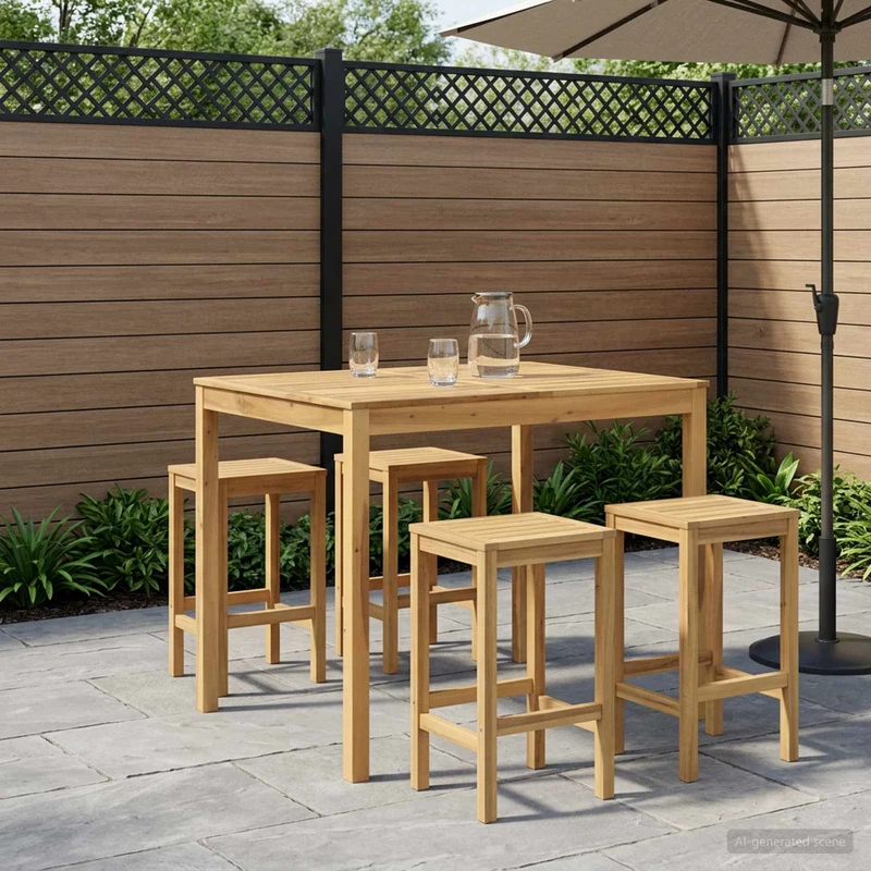 Garden Bar Table Whitewash 110 x 108.5 x 105 cm