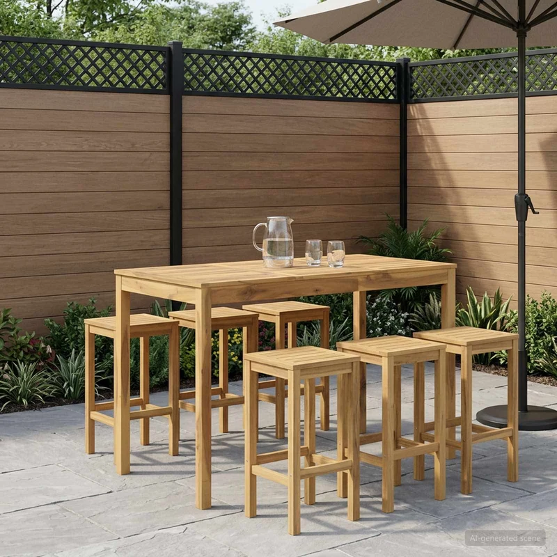 Garden Bar Table Whitewash 141 x 80.5 x 105 cm