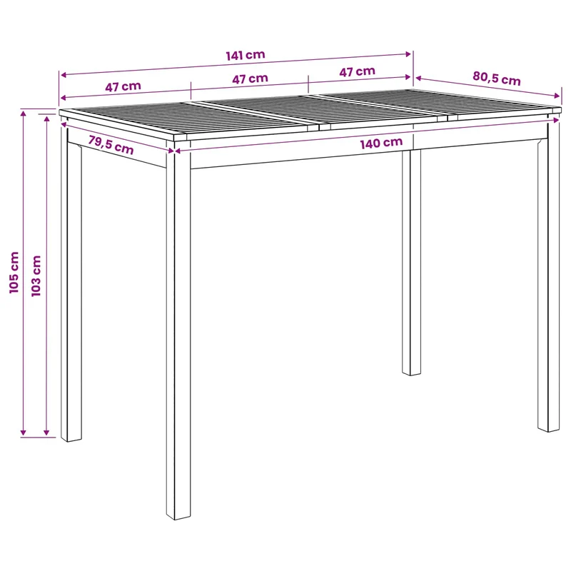 Garden Bar Table Whitewash 141 x 80.5 x 105 cm