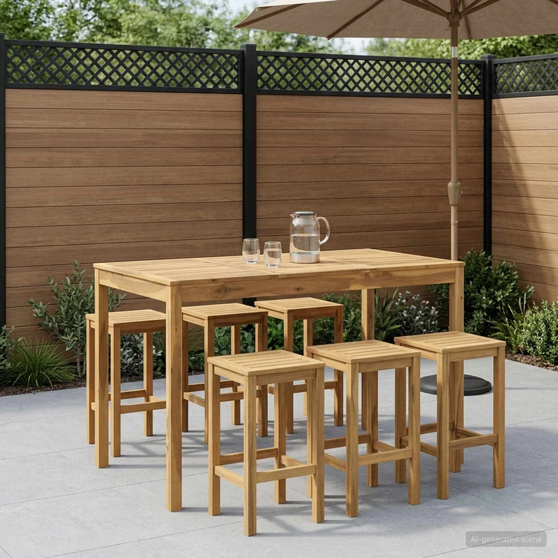 Garden Bar Table Whitewash 147 x 88.5 x 105 cm