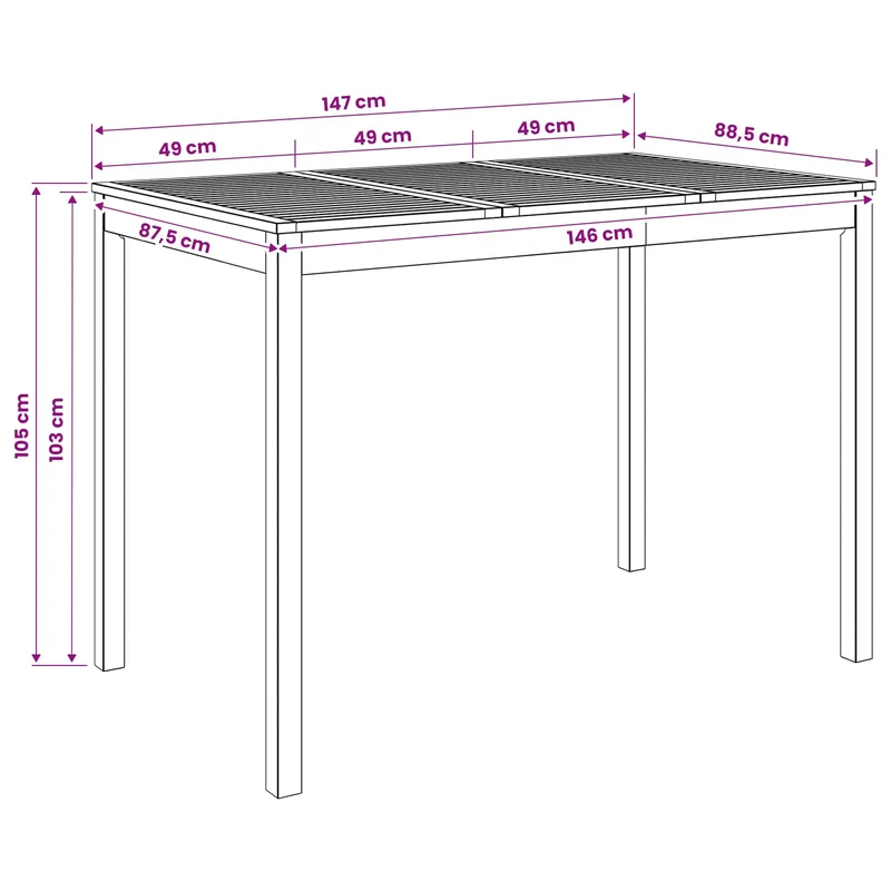 Garden Bar Table Whitewash 147 x 88.5 x 105 cm