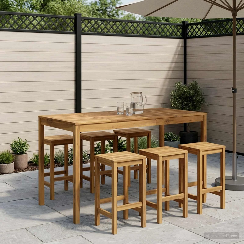 Garden Bar Table Whitewash 180 x 88.5 x 105 cm