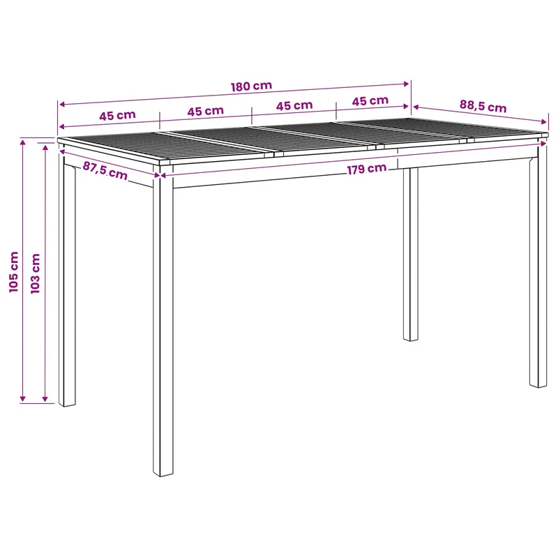 Garden Bar Table Whitewash 180 x 88.5 x 105 cm
