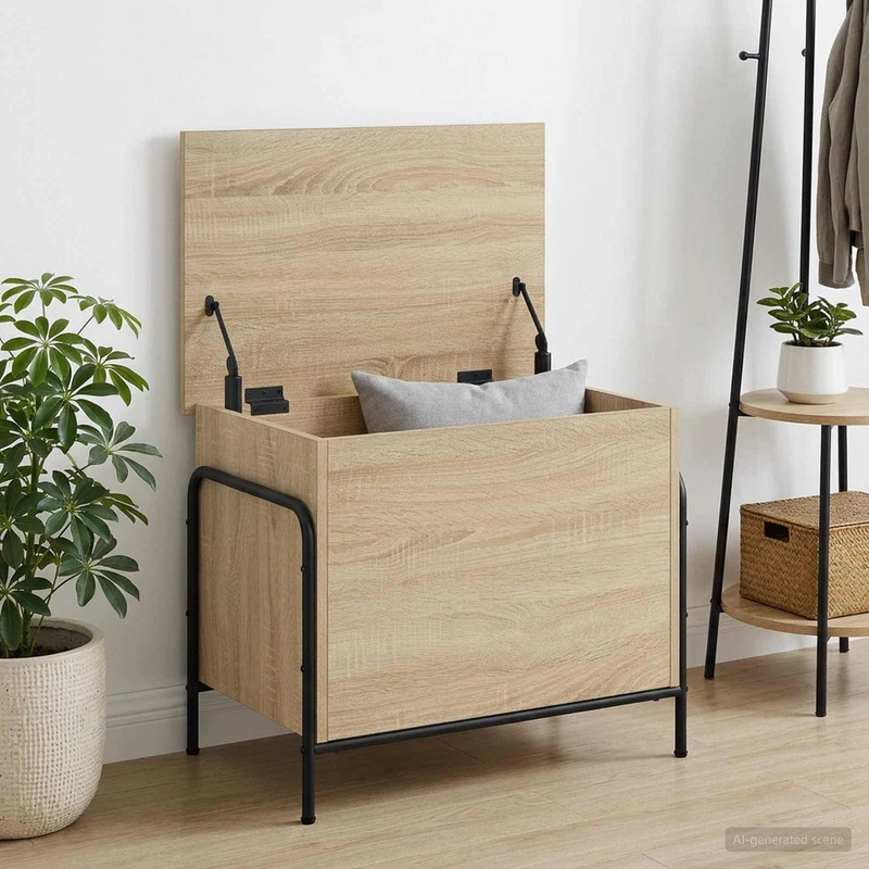 Storage Box Sonoma Oak 60 x 40 x 49.5 cm Engineered Wood
