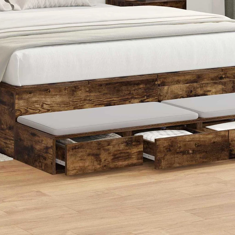 Bed Drawers Smoked Oak 140 x 36.5 x 16.5 cm Engineered Wood