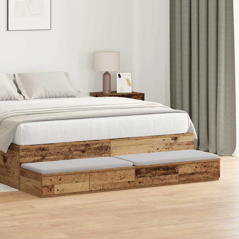Bed Drawers Old Wood 160 x 36.5 x 16.5 cm Engineered Wood