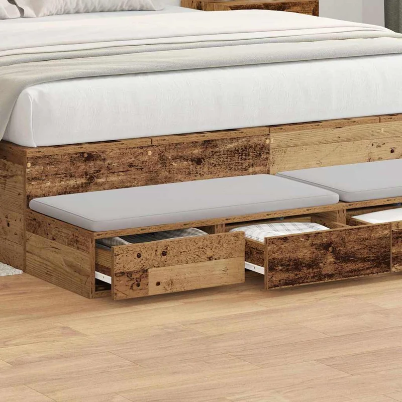Bed Drawers Old Wood 160 x 36.5 x 16.5 cm Engineered Wood