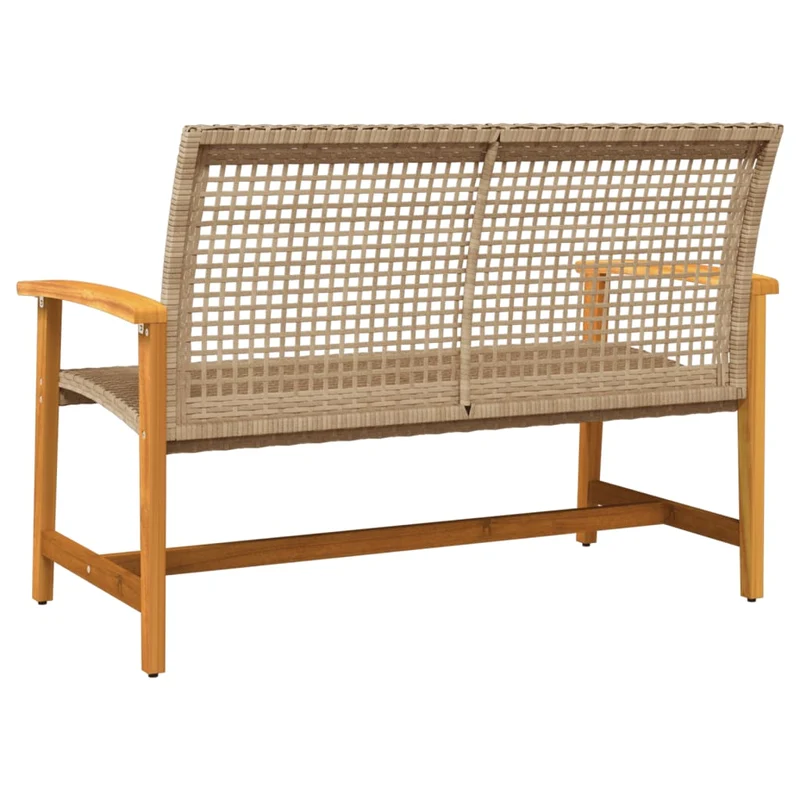 Garden Bench Beige 112 cm Poly Rattan and Acacia Wood