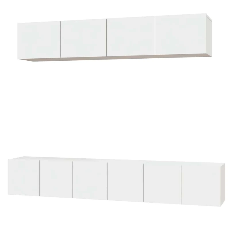 5 Piece TV Cabinet Set White Engineered Wood
