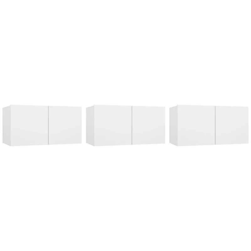 804510 vidaXL 3 Piece Hanging TV Cabinet Set White 60x30x30 cm