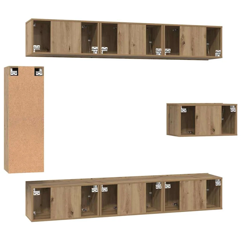 TV Cabinet Set 8 pcs Artisan Oak Engineered Wood