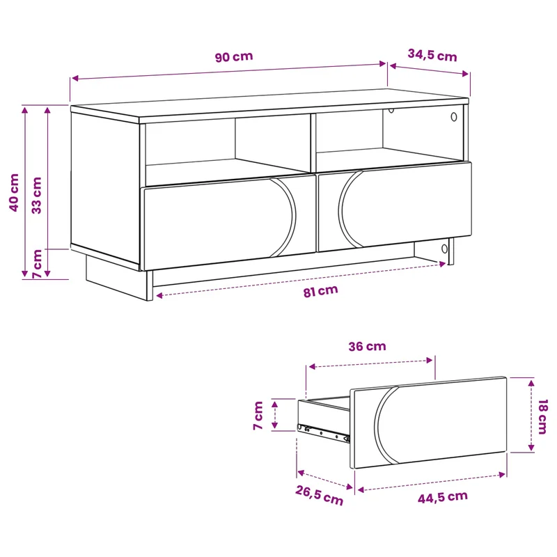 TV Stand 90 x 34.5 x 40 cm High Gloss White Engineered Wood