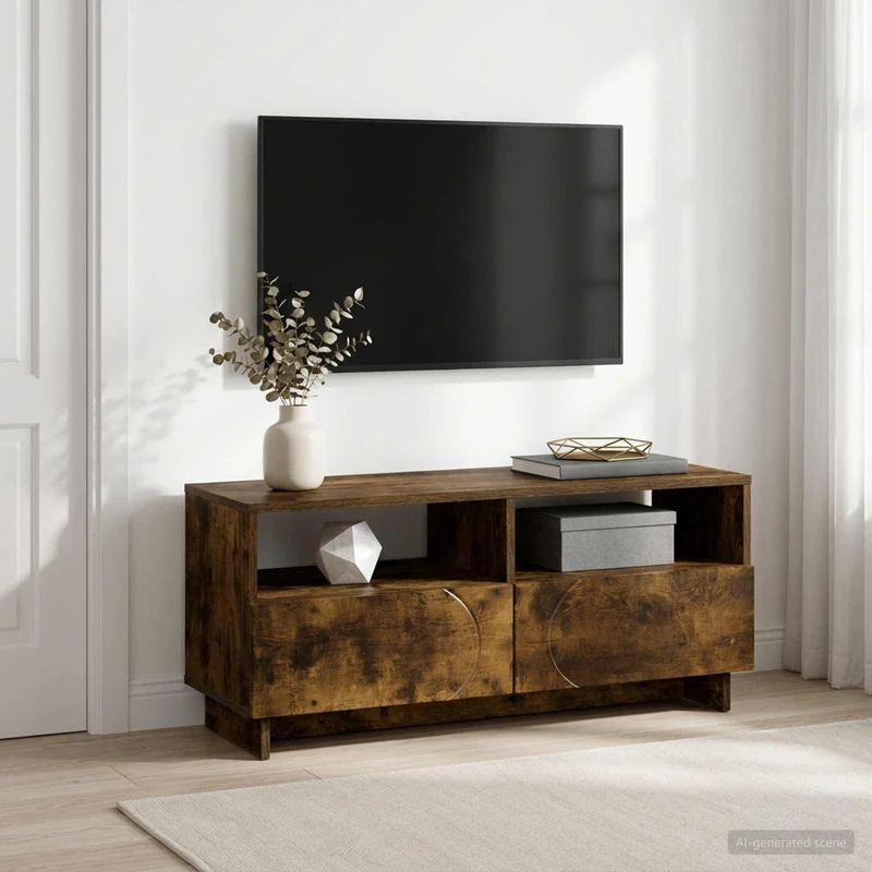 TV Stand 90 x 34.5 x 40 cm Smoked Oak Engineered Wood